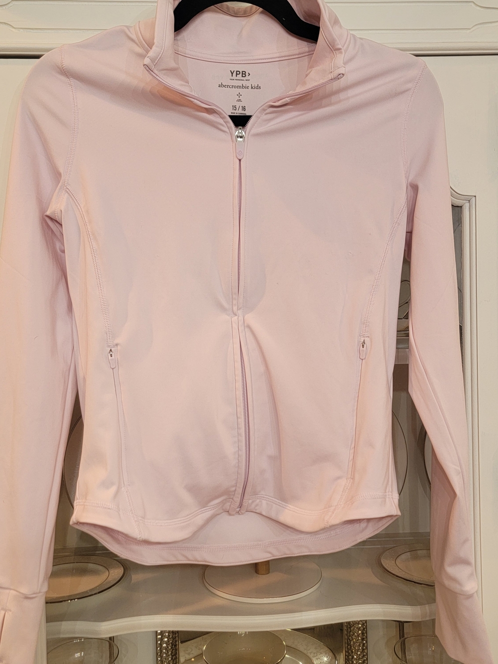 abercrombie kids pale pink full-zip utility jacket
